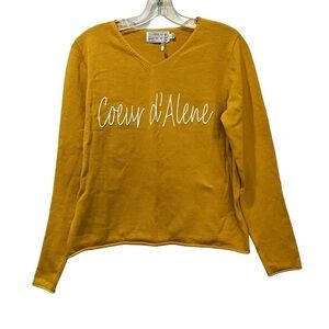 Women’s Small Mustard Coeur d'Alene Lightweight Long Sleeve Fall Sweater R1